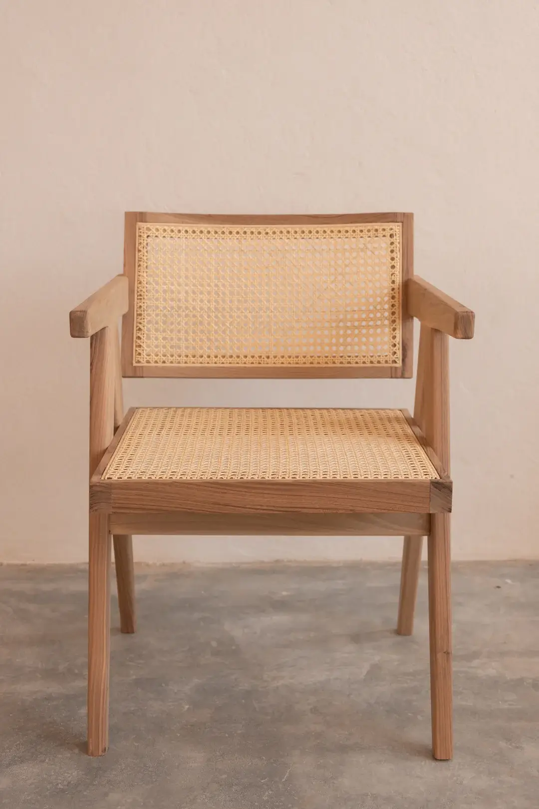 Beautifully crafted wooden chair with caning